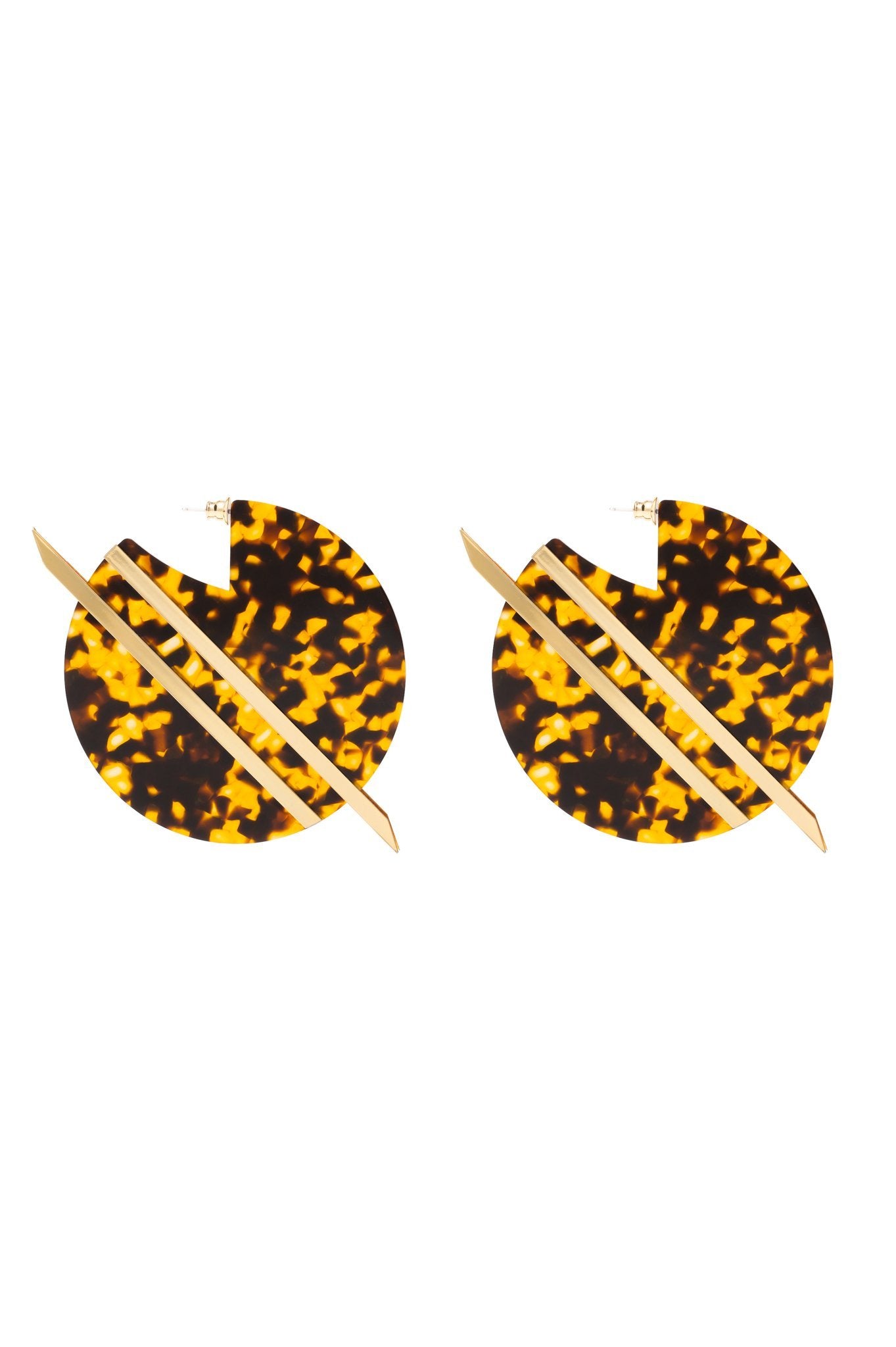 GOLD STRIPES CIRCULAR EARRINGS